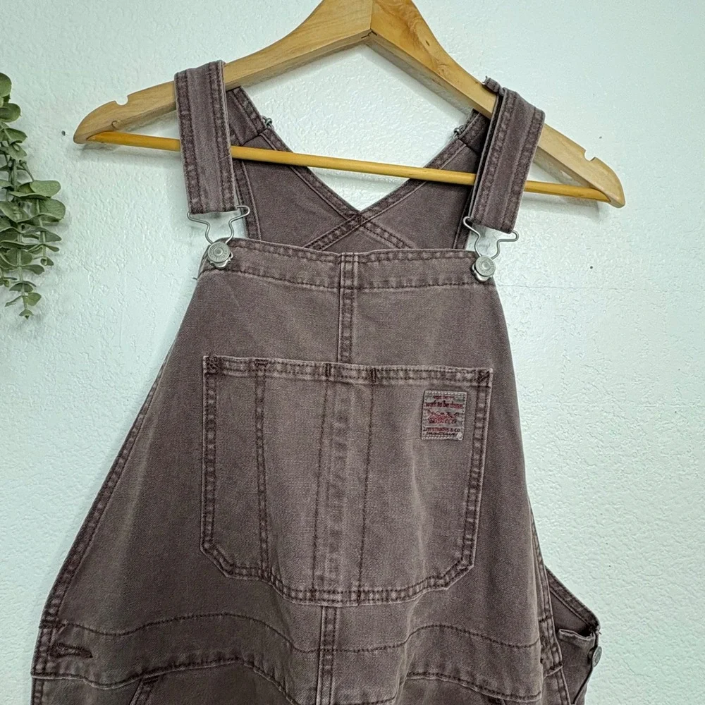 Levis Mens Canvas Carpenter Overalls Brown Utility Workwear Dungarees Large